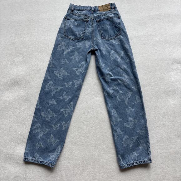 Cotton:On Womens Size 2 Jeans Butterfly Print Light Wash Loose Straight - Picture 14 of 15